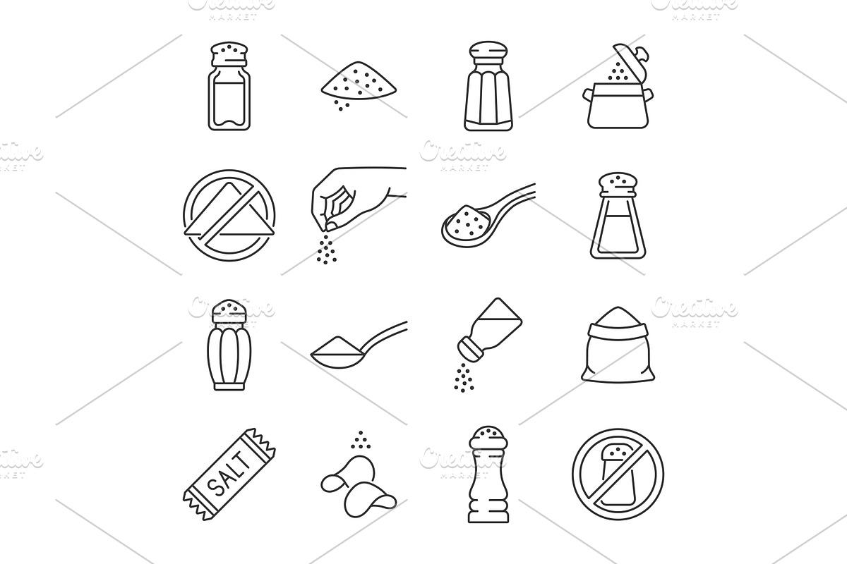 Salt line icon set, an Outline Icon by ElineDesign