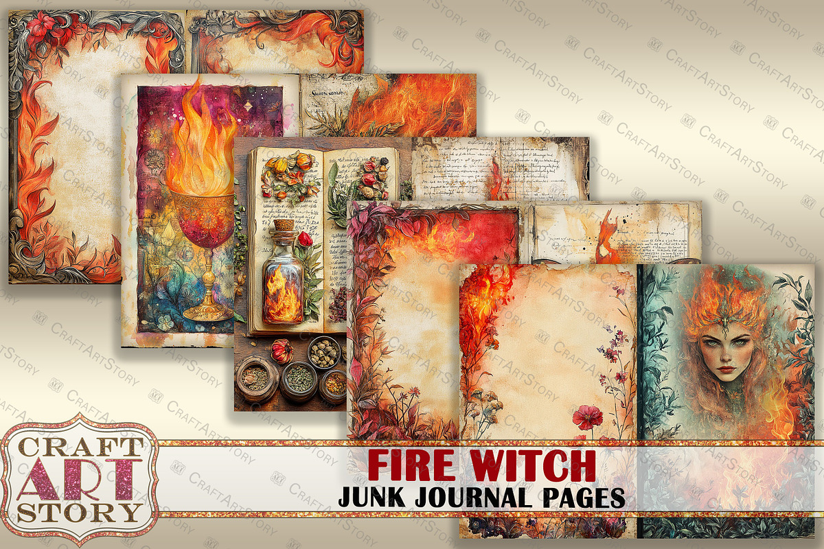 Fire witch Junk Journal Pages