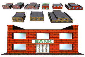 Toon Textured Small Bank Building