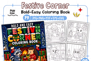 Bold Easy Festive Corner Coloring, a Decorative Illustration by Design Station