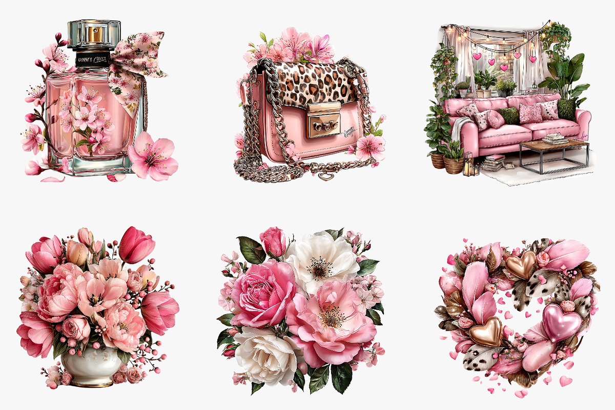 Valentines Day Clipart PNG Girly, an Illustration by CreationArt (Photo 5 of 5)
