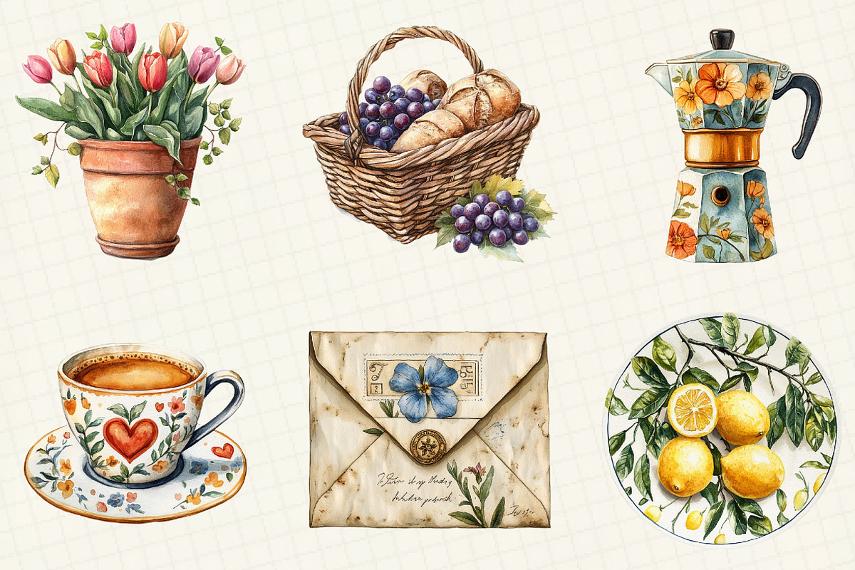 Italian Spring Clipart, an Illustration by OK Design (Photo 4 of 5)