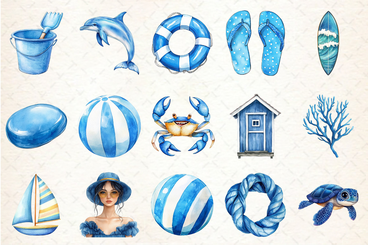 Blue Coastal Clipart, an Illustration by Rose Art (Photo 2 of 4)