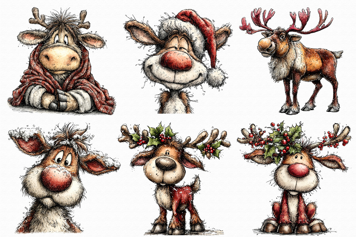 Christmas Winter reindeer Clipart, an Illustration by Libby Wishes (Photo 7 of 7)