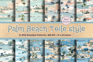 Palm Beach Toile Seamless Pattern