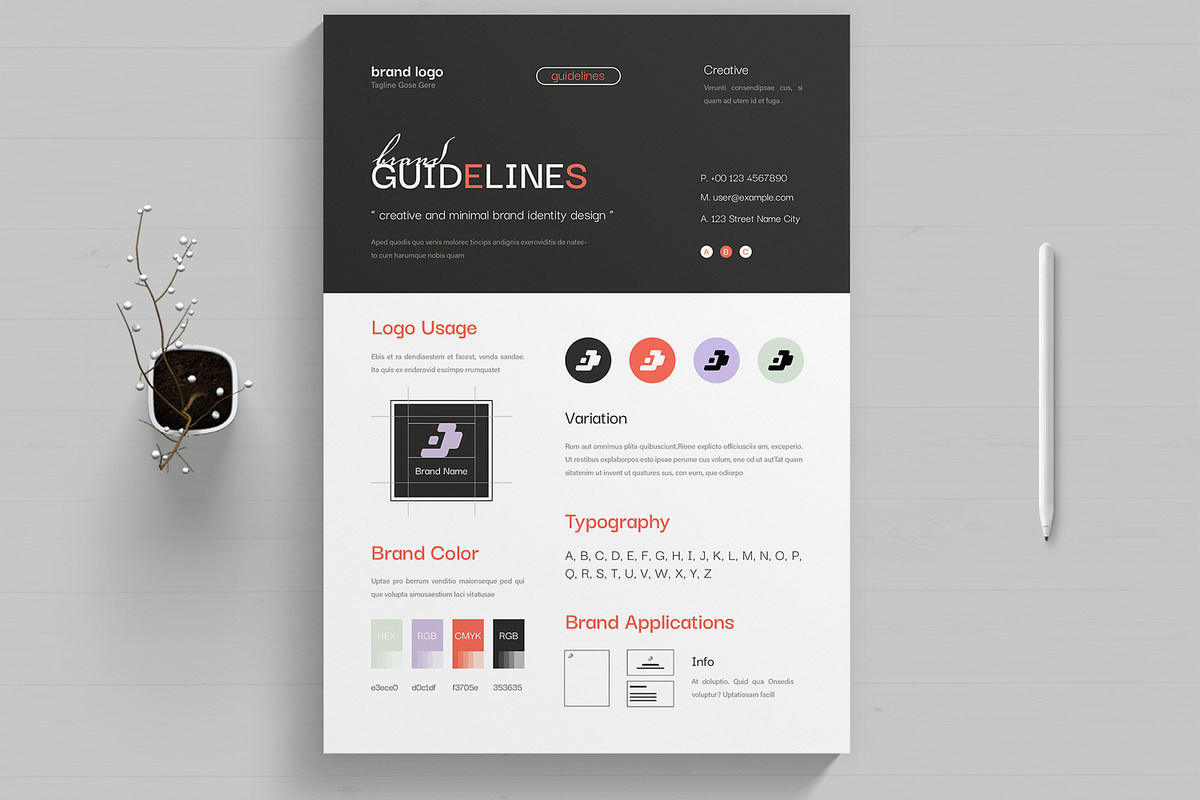 Creative Brand Kit Template, a Stationery Template by MightyDesign (Photo 1 of 8)