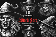 10 Bundle Dark Art Witch Head Women, an Illustration by Morspective (Thumbnail 1 of 7)