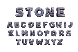 Cartoon stone font set, a Decorative Illustration by Ksania