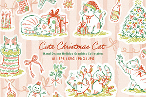 Christmas Cat Line Art Collection