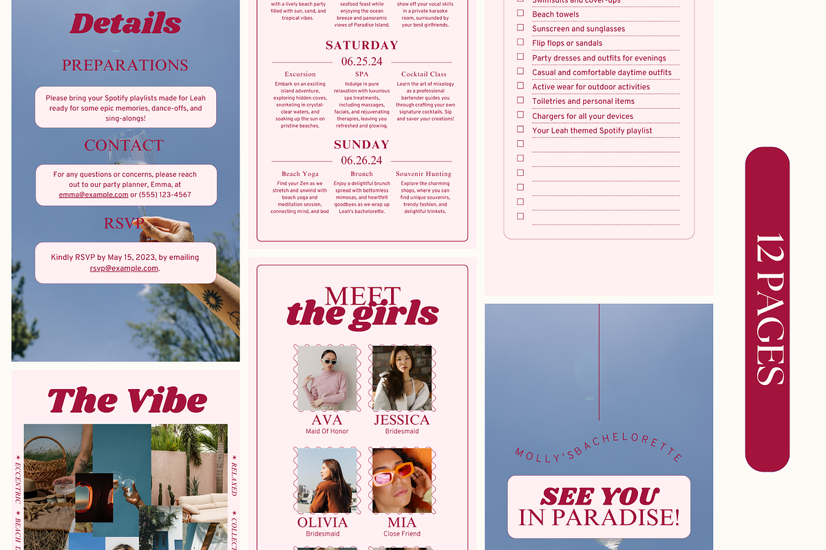Pink Digital Bachelorette Itinerary, an Invitation Template by Story Native (Photo 4 of 9)