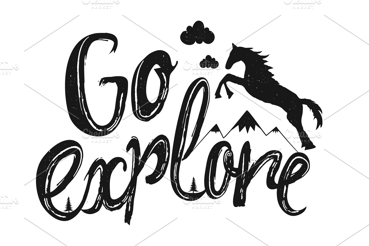 Wild horses set. 5 typography poster, an Animal Illustration by JULYMILKS (Photo 3 of 4)