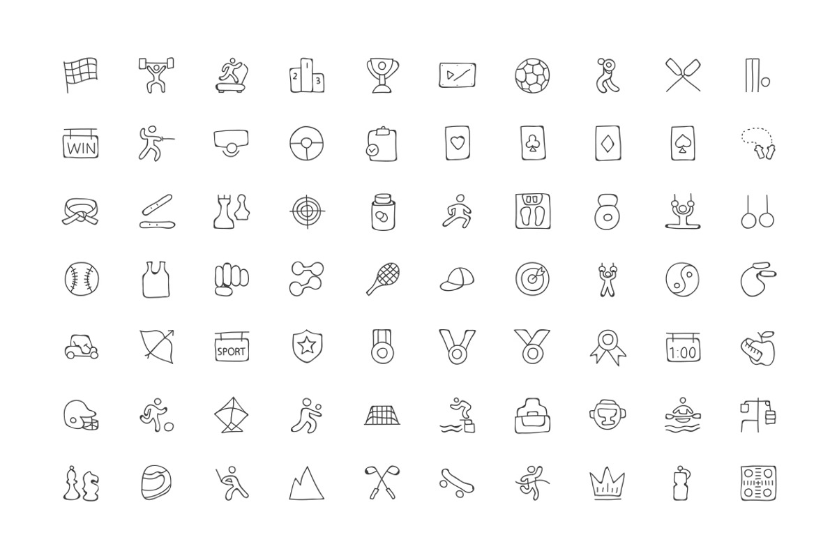 200 Sports Hand Drawn Doodle Icons, an Outline Icon by Creative Stall (Photo 4 of 4)