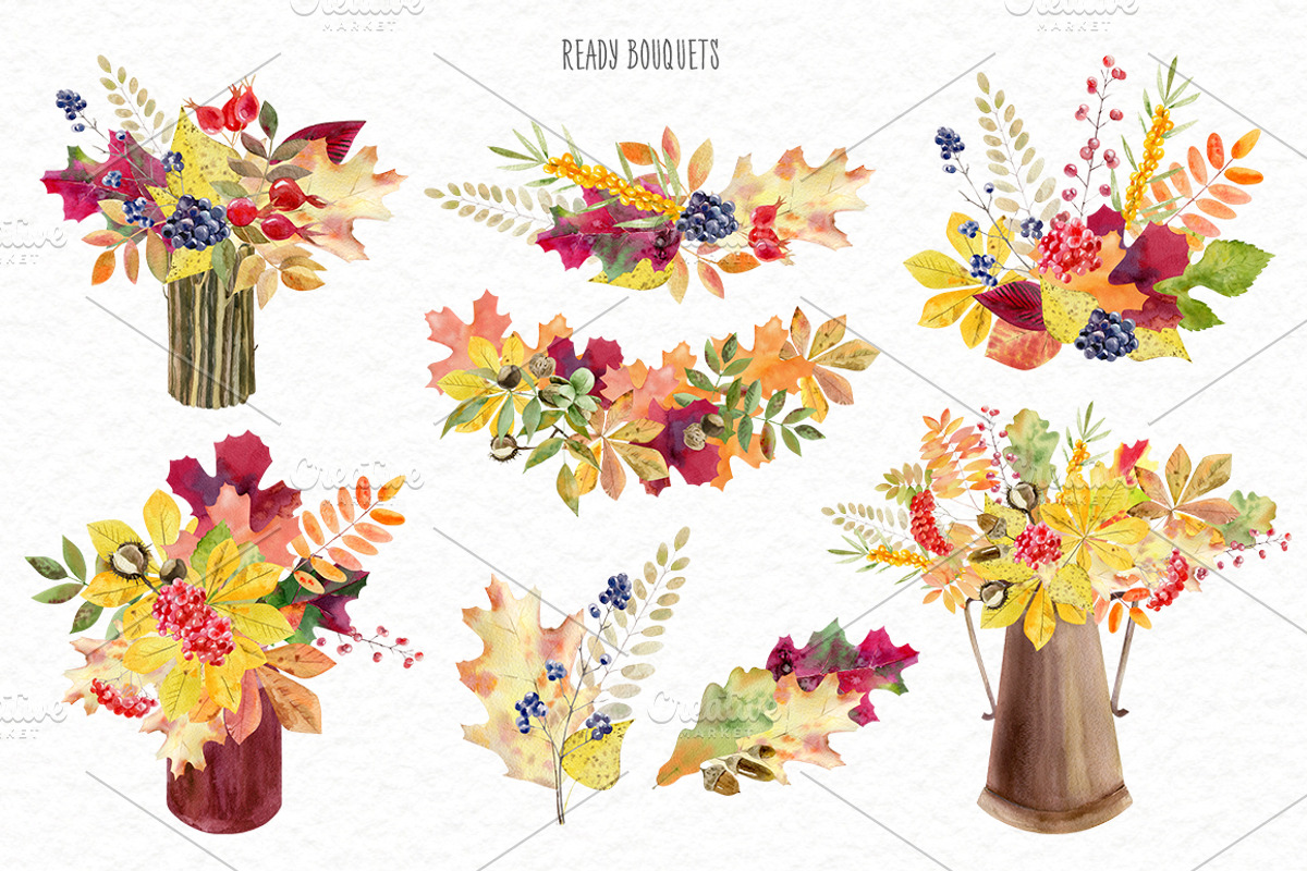 Autumn rustic watercolor kit, a Decorative Illustration by Elegantia (Photo 5 of 10)