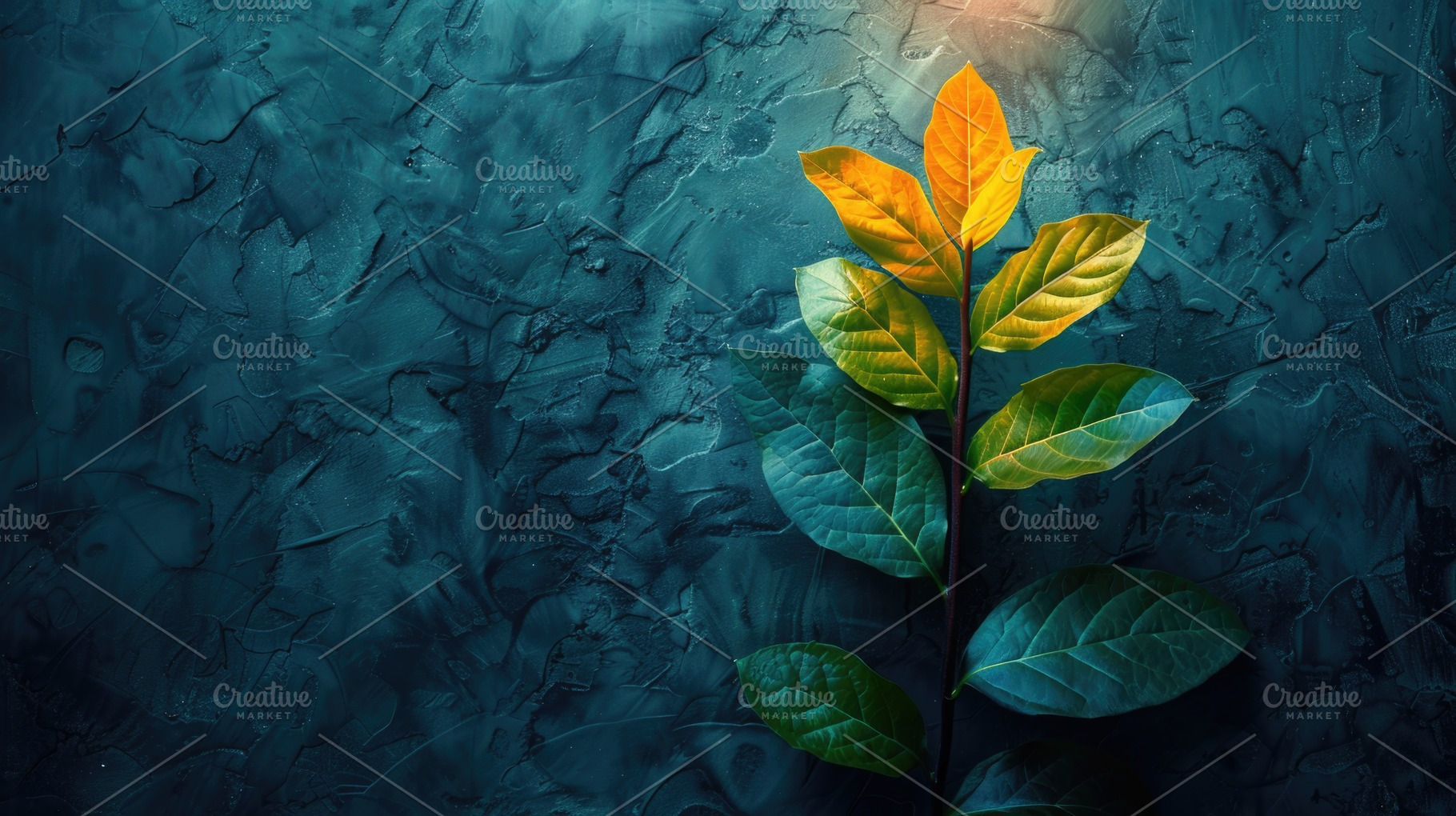Colorful Plant Leaves on Dark Textured Background With Copy Spac, a Background Photo by José Manuel Gelpi