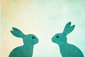 Silhouette of two bunnies facing, an Illustration by Lermont51