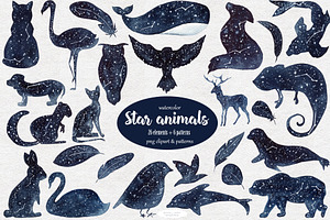 Star Animals Clipart & Patterns