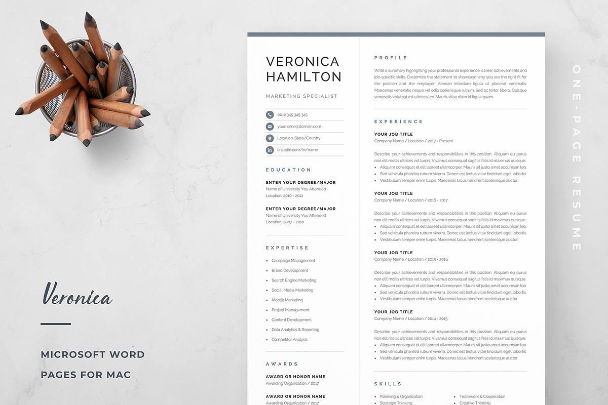 Resume Template Veronica, a Resume Template by Olympia Resume (Photo 1 of 3)