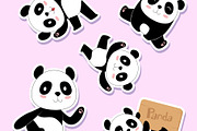 Cute cartoon pandas sticker style, an Animal Illustration by Onyx (Thumbnail 2 of 3)
