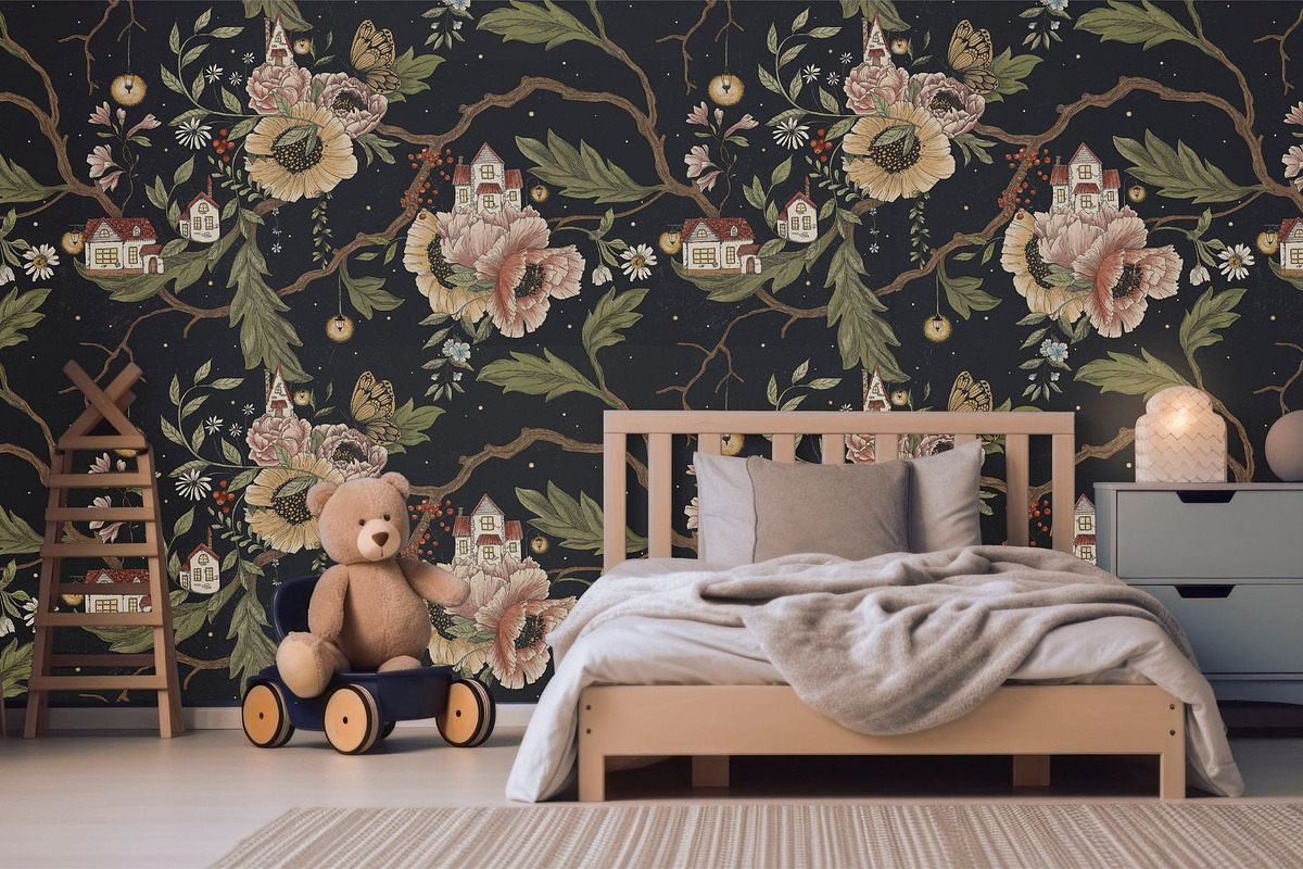 Cute houses on branhes Pattern, a Pattern Graphic by MouseGrey (Photo 3 of 10)