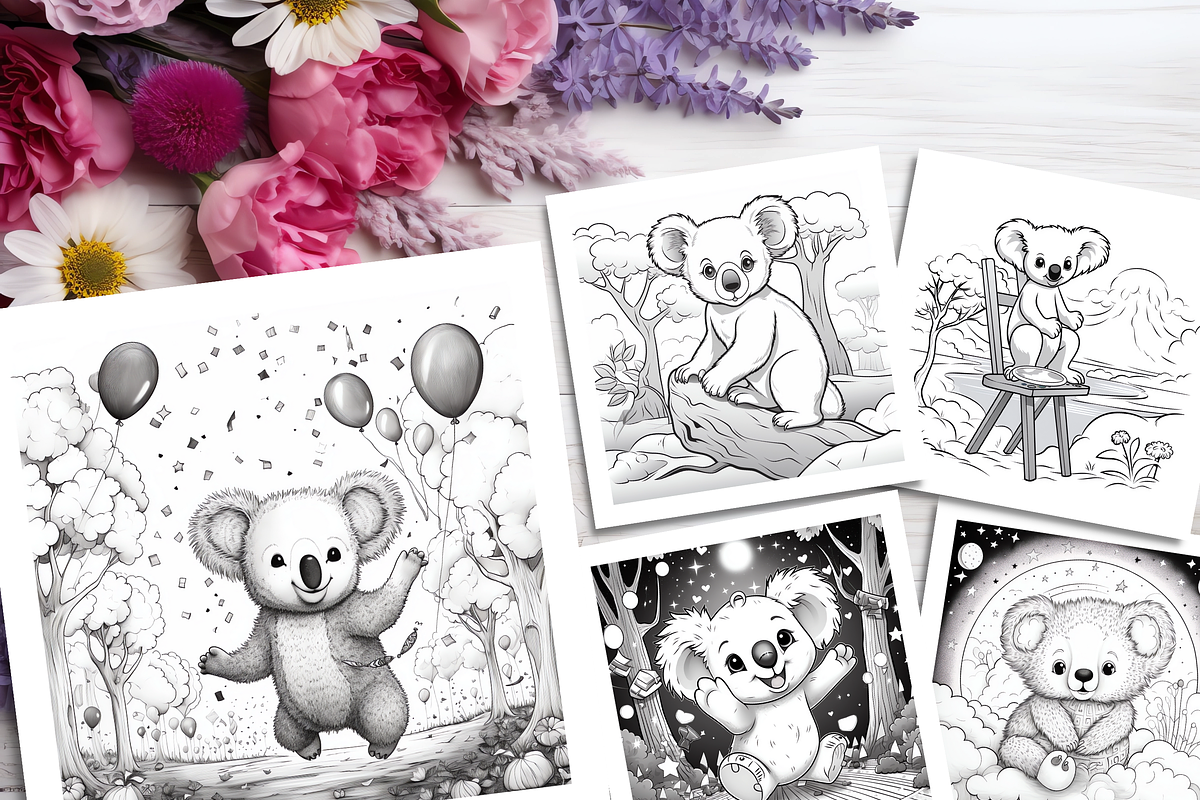 Koala Coloring Pages for Kids, a Brochure Template by LA Design (Photo 10 of 10)