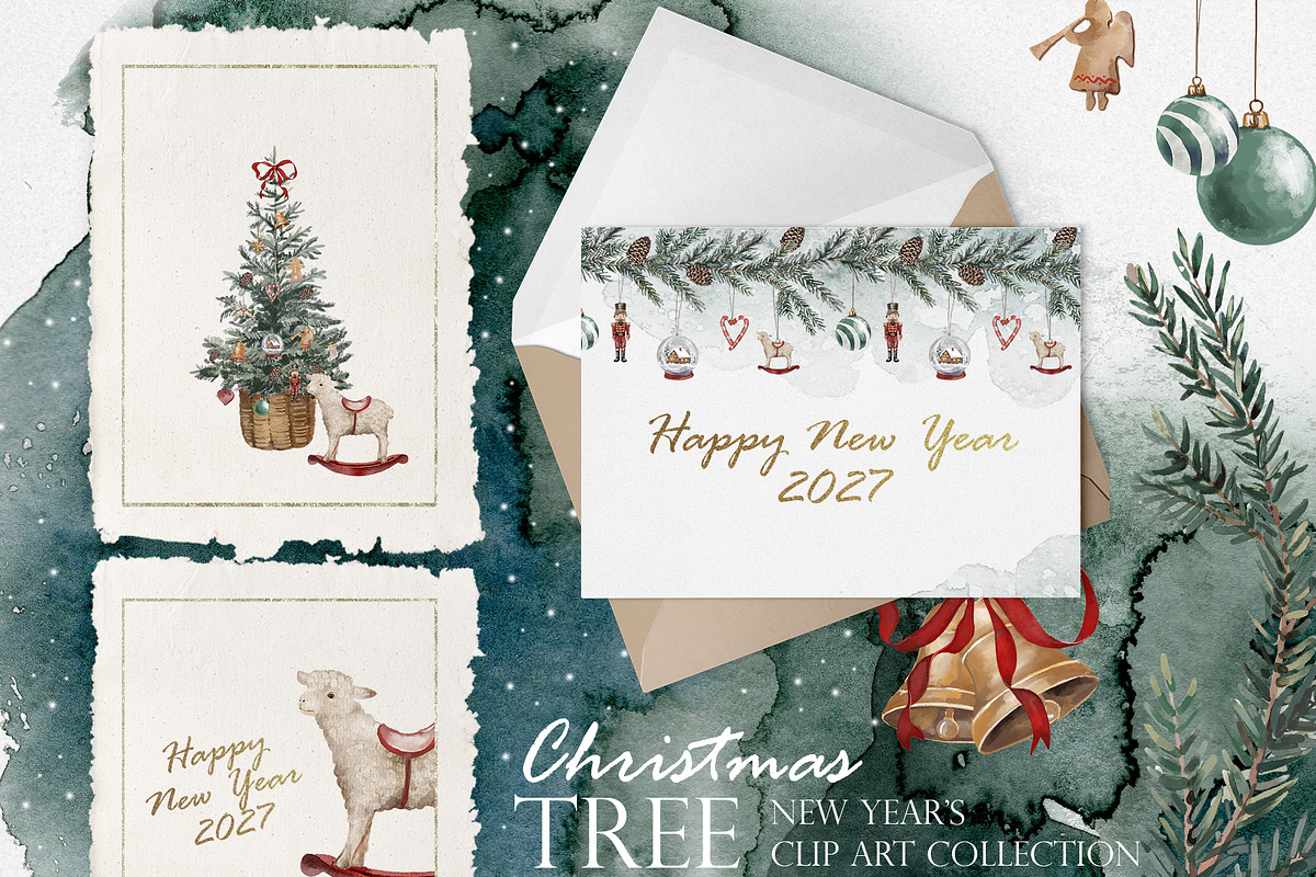 Christmas Tree Clip Art Collection, a Seasonal Illustration by RushkinaAntonina (Photo 2 of 8)