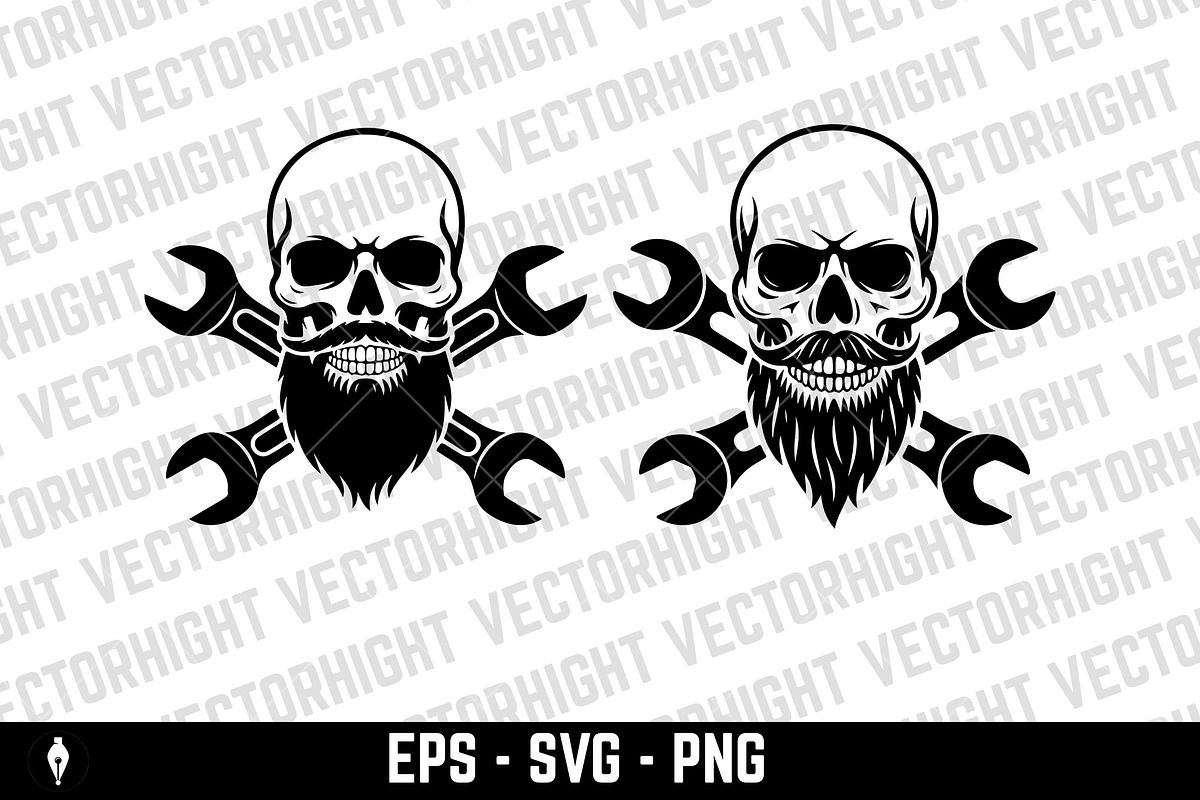 Skull mascot with crossed wrenches, a Person Illustration by Vectorhight (Photo 2 of 3)
