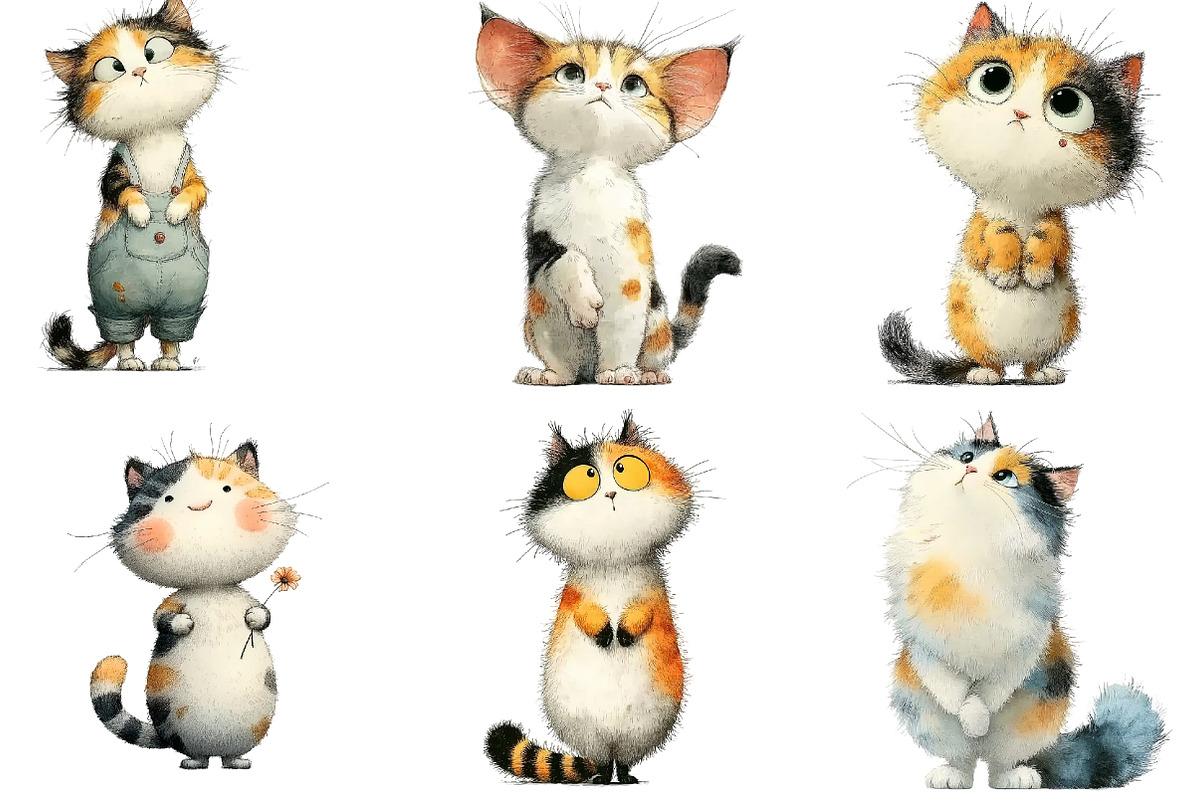 Cute Standing Cat Clipart, an Illustration by DreamArtGraphic (Photo 4 of 4)