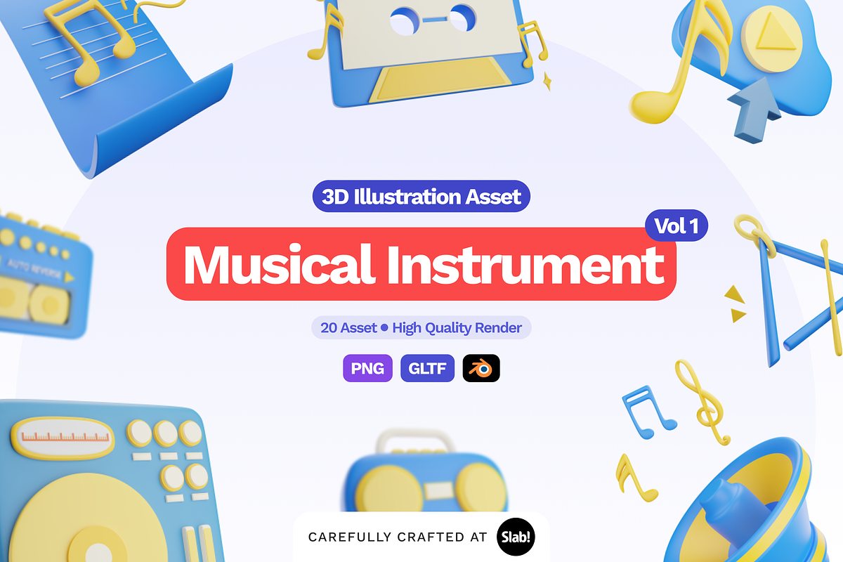 3D Musical Instrument Vol 1, an Object 3D Model by SLAB! Design (Photo 1 of 4)