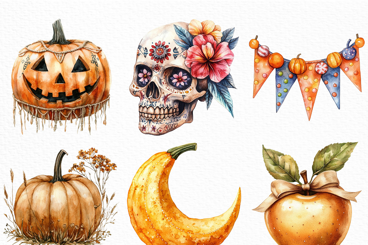 Boho Halloween Trick or Treat Clipar, an Illustration by Craft Nest (Photo 2 of 6)