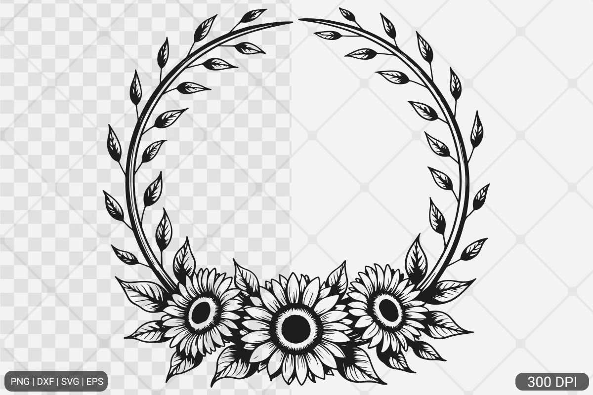 Sunflower Frame SVG PNG Bundle, an Illustration by Actual Pixel (Photo 4 of 23)