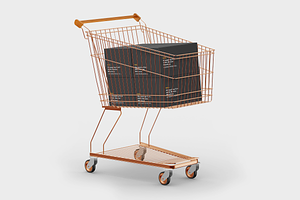 Shopping Cart With Boxes Mockup