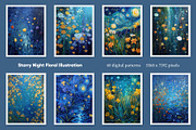 Starry Night Floral Illustration, a Decorative Illustration by Housui Patterns (Thumbnail 9 of 12)