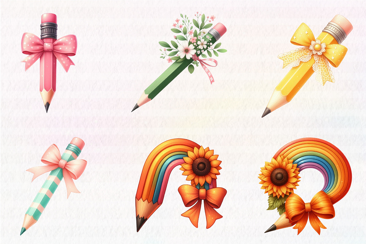 Coquette School Pencil Bow Clipart, an Illustration by CreationArt (Photo 3 of 5)