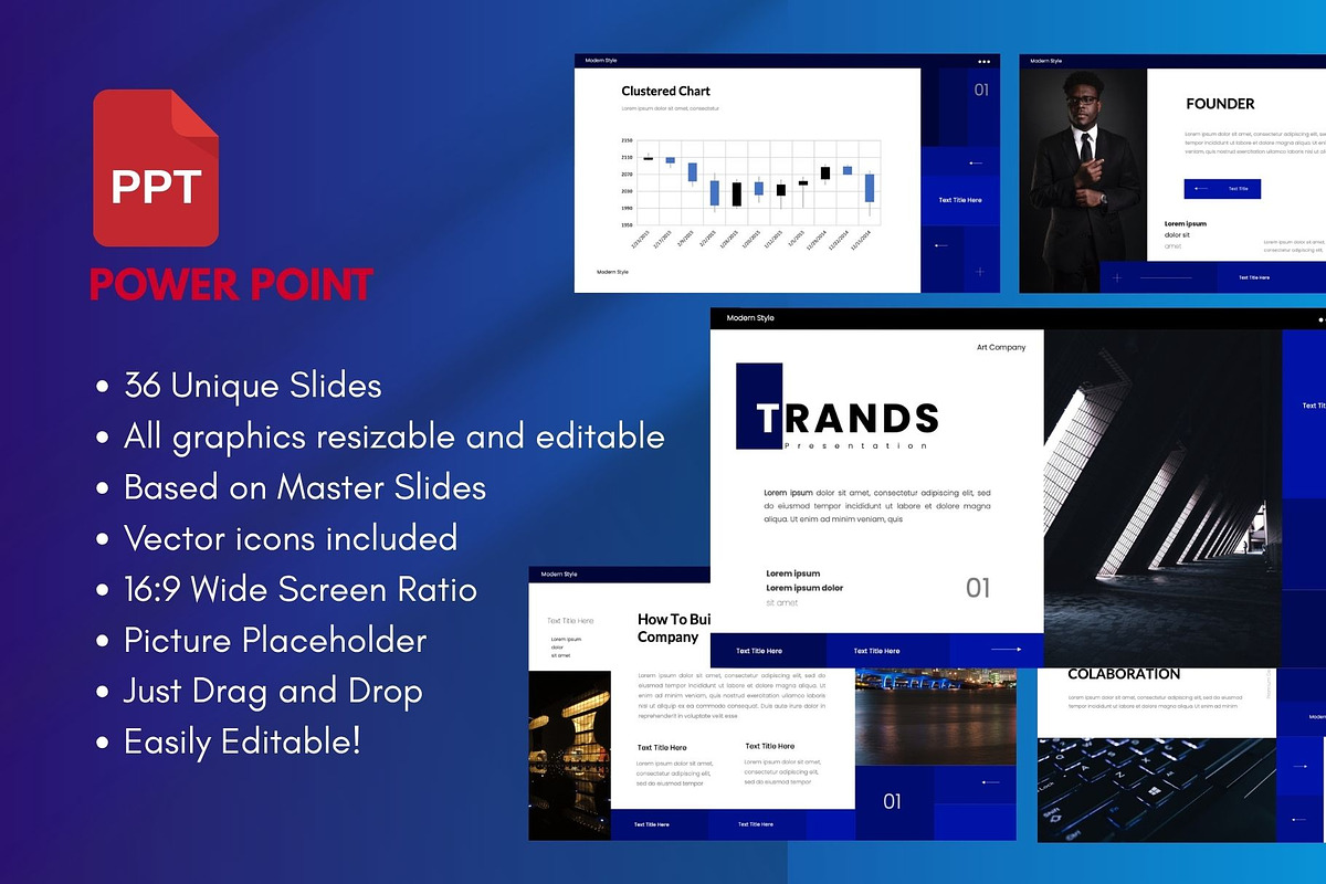 Trands  Business PowerPoint Template, a Presentation Template by Rizki Herdian (Photo 1 of 5)