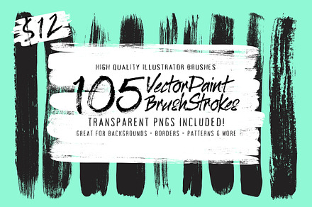105 Illustrator Paint Stroke Brushes, a Brush Add-On by Abbie May