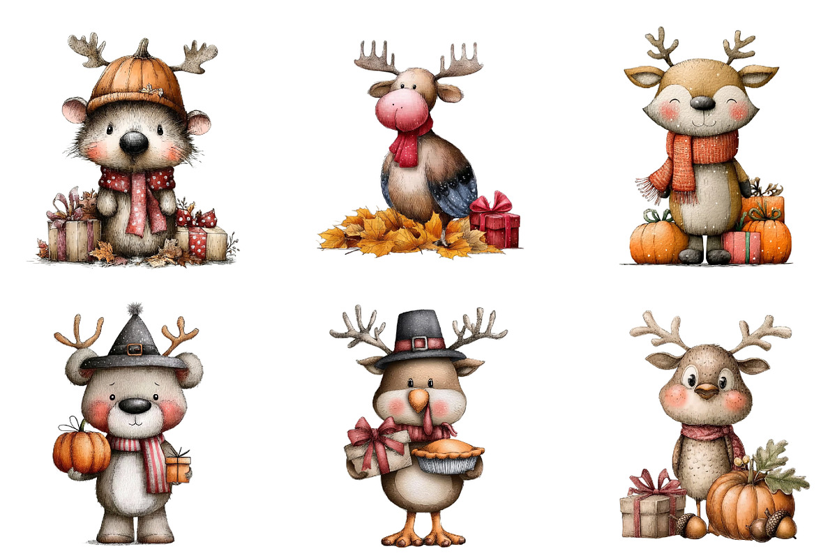 Whimsical Thanksgiving Clipart, an Illustration by DreamArtGraphic (Photo 2 of 5)