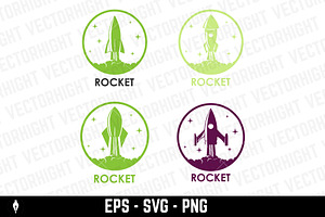 Emblems With Rocket Launch. Design