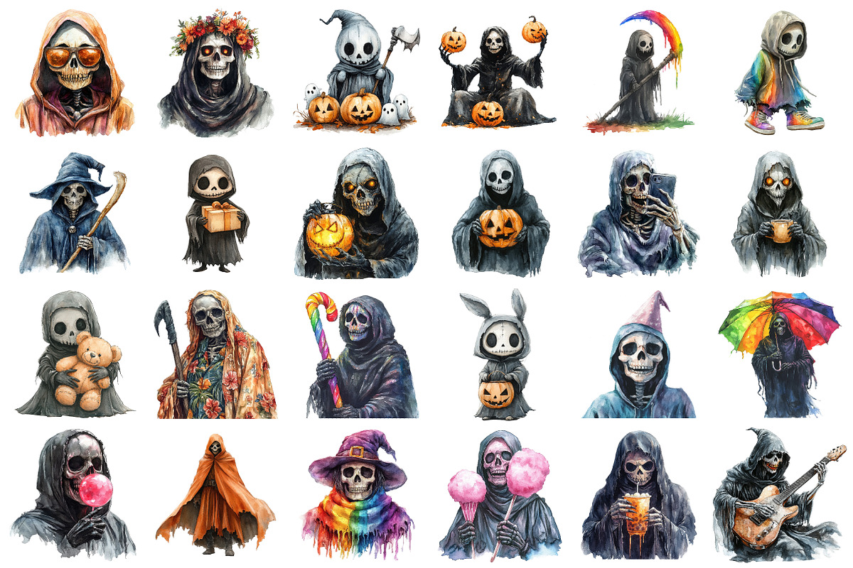 Halloween Funny Reaper Clipart, an Illustration by Daily.Designs (Photo 2 of 2)