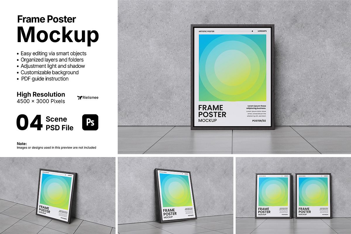 Frame Poster Mockup Bundle Set, an Advertising Mockup by Rielismee (Photo 1 of 5)