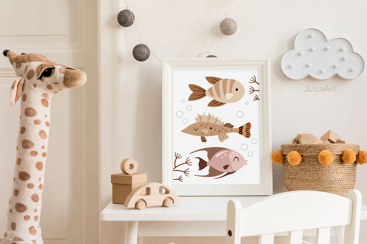 Fish clipart & pattern, a Seasonal Illustration by JulzaArt (Photo 3 of 9)