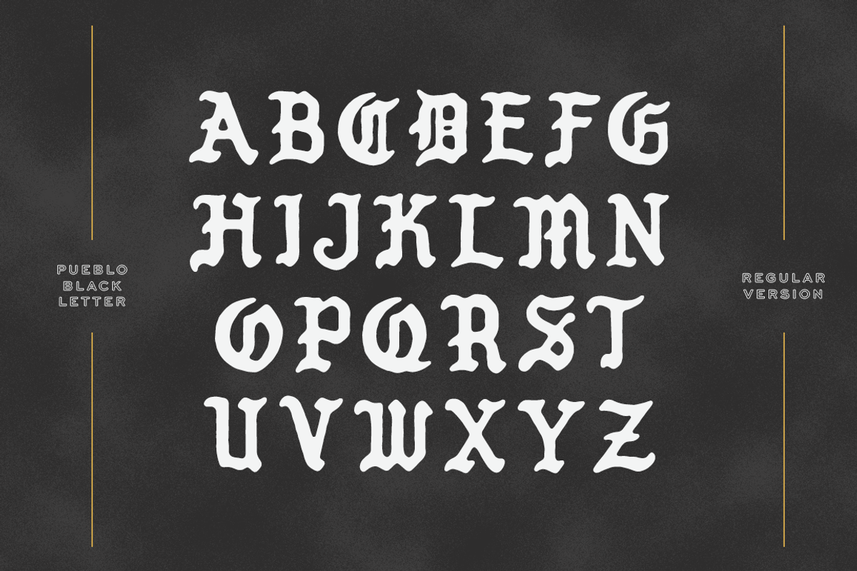Pueblo Blackletter - 4 Styles, a Script Font by Millieangelo (Photo 3 of 8)