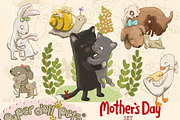 Mother's Day (mamas and babies), an Animal Illustration by Paper Doll Pets (Thumbnail 1 of 6)