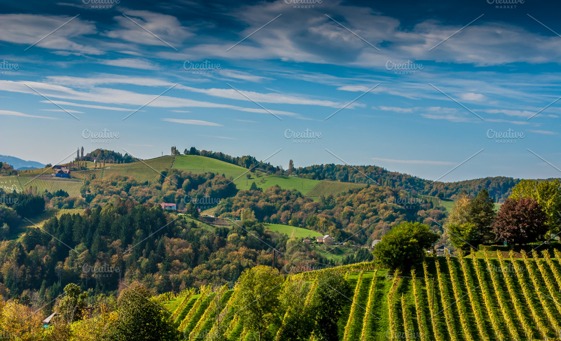 Hill  landscape stock photo containing agricultural and autumn, a Nature Photo by ChristianThür Photography
