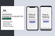 Animated iFone X & Galaxy S9 Mock-Up, an iPhone Mockup by Modern Studio (Thumbnail 1 of 3)
