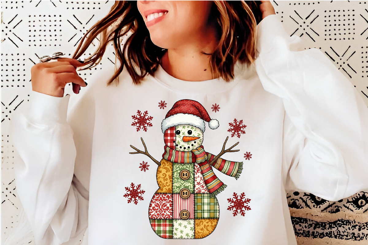 Patchwork Christmas Snowman PNG, an Illustration by SinaCreation (Photo 4 of 7)