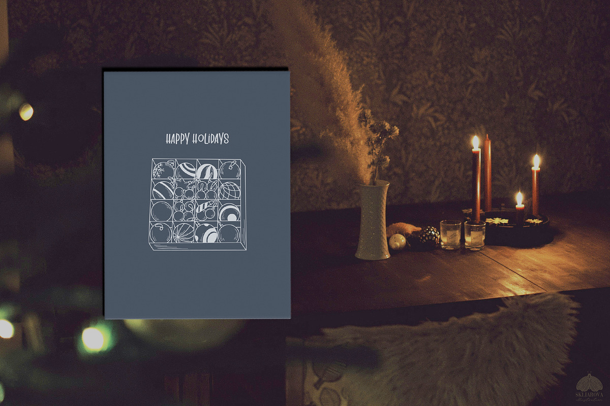 Christmas line drawing set + stamps, an Illustration by Skliarova (Photo 7 of 8)