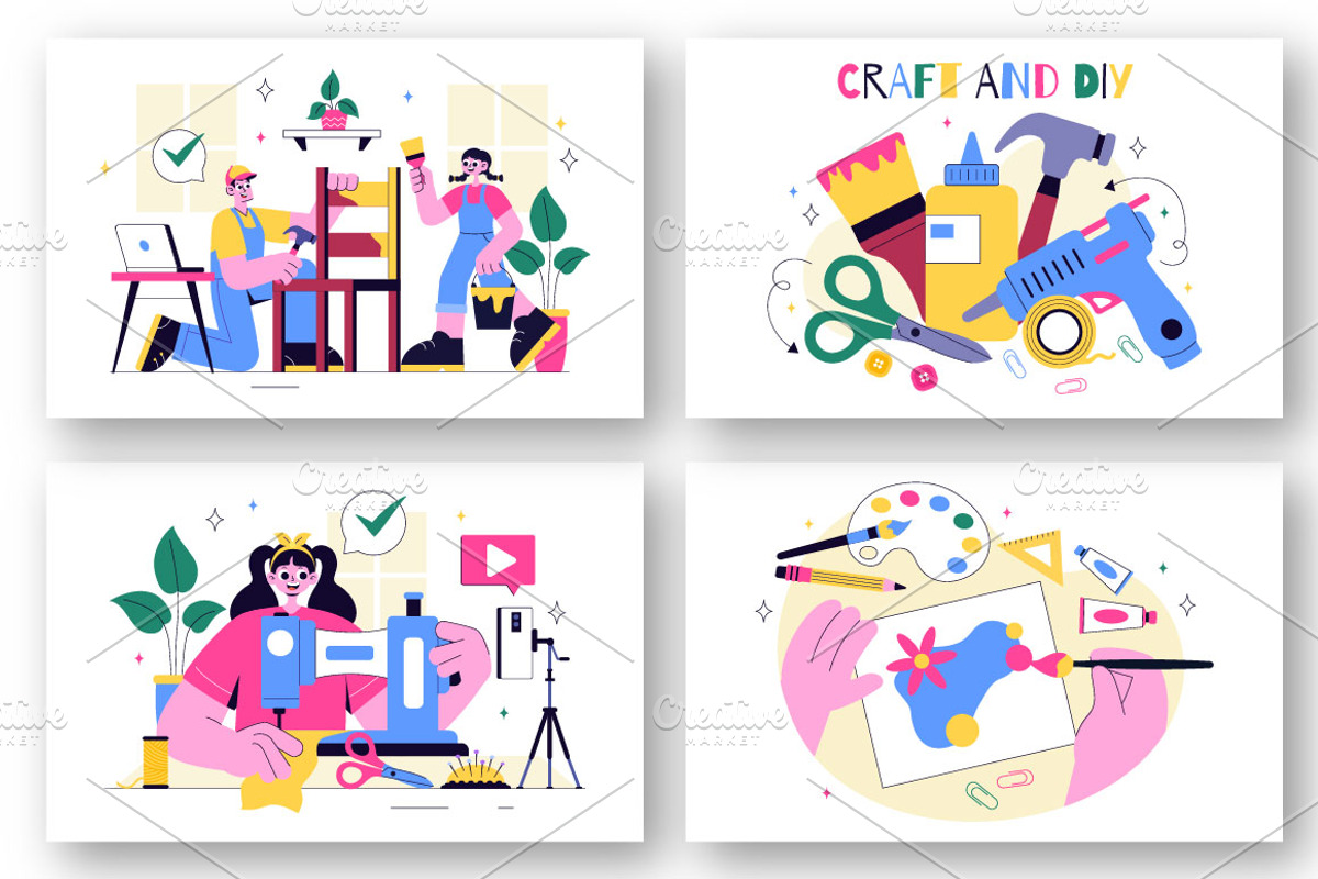 10 DIY Craft Workshop Illustration, a Person Illustration by denayunebgt (Photo 3 of 4)