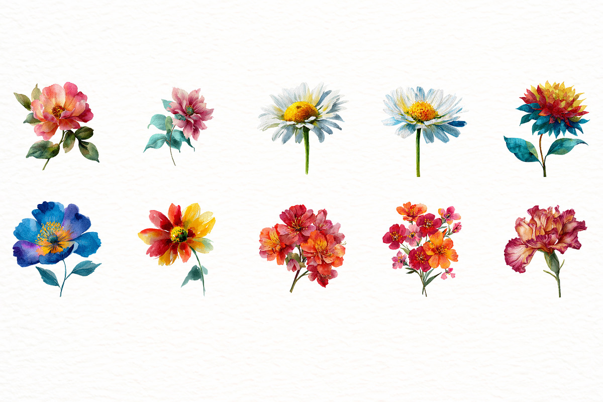 Watercolor Floral Summer Clipart, an Illustration by Designworld (Photo 4 of 6)