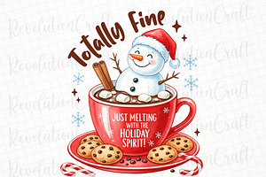 Funny Christmas Cocoa, Snowman Png, an Illustration by OK Design