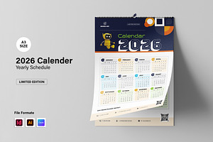 2026 Yearly Schedule - Wall Calendar, a Stationery Template by Spark_Creative
